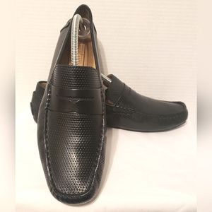MERCANTI FIORENTINI Men's Black Leather Driving Loafer MOC 9.5 Penny
